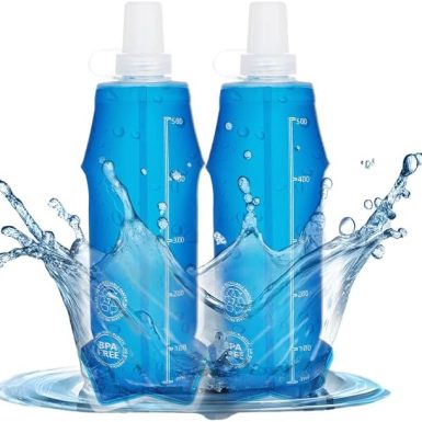 2 Pack Collapsible Water Bottle 500ml – BPA-Free Foldable Soft Flask for Running, Hiking, Cycling, Jogging, Trail Running, Marathon, Travel, Outdoor – Reusable Hydration Bottle for Backpack, Camping