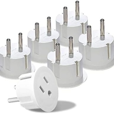 OREI Pack 6 European Travel Plug Adapter - USA, Canada, Mexico to European Type E/F Plug Adapters - Schuko Adapter CE Certified Heavy Duty - Perfect for Travelling with Cell Phones, Laptops & More